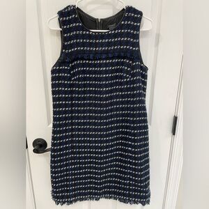 Ann Taylor Factory Blue Black White Twill Knit Mini Dress Women’s Size 4